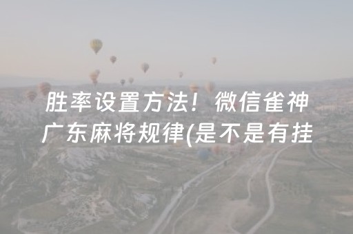 胜率设置方法！微信雀神广东麻将规律(是不是有挂)