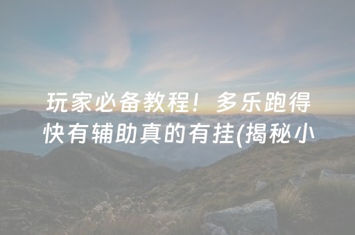 玩家必备教程！多乐跑得快有辅助真的有挂(揭秘小程序专用神器下载)