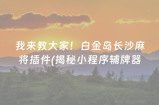我来教大家！白金岛长沙麻将插件(揭秘小程序辅牌器)