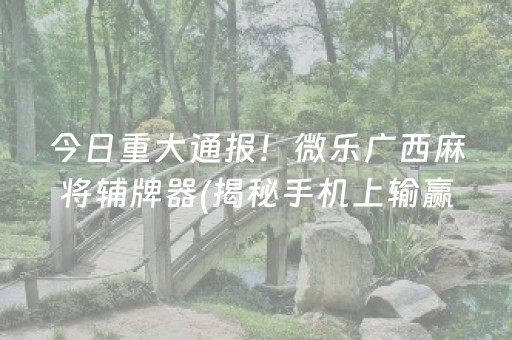 今日重大通报！微乐广西麻将辅牌器(揭秘手机上输赢规律)