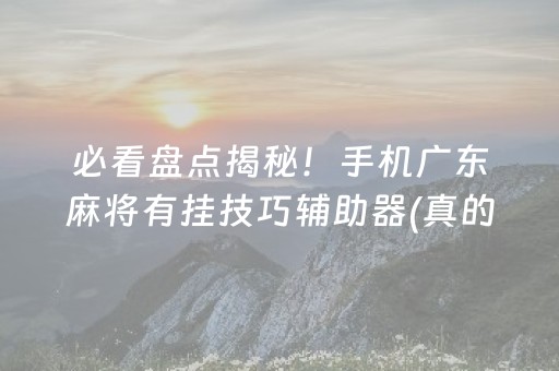 必看盘点揭秘！手机广东麻将有挂技巧辅助器(真的有挂)