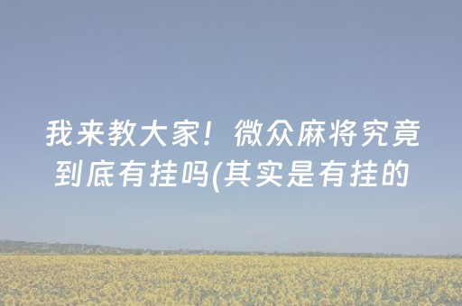 我来教大家！微众麻将究竟到底有挂吗(其实是有挂的)