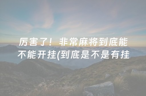 厉害了！非常麻将到底能不能开挂(到底是不是有挂)