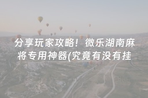 分享玩家攻略！微乐湖南麻将专用神器(究竟有没有挂)