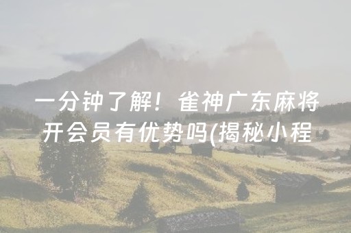 一分钟了解！雀神广东麻将开会员有优势吗(揭秘小程序输赢规律)