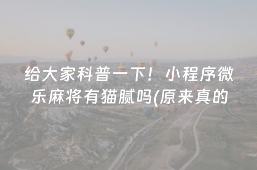 给大家科普一下！小程序微乐麻将有猫腻吗(原来真的有挂呢)