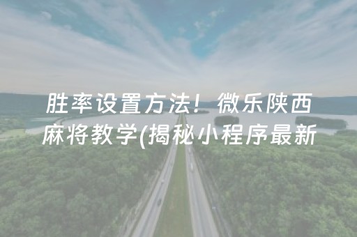 胜率设置方法！微乐陕西麻将教学(揭秘小程序最新神器下载)
