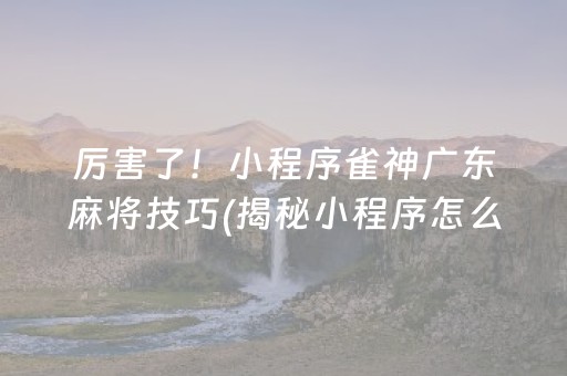 厉害了！小程序雀神广东麻将技巧(揭秘小程序怎么容易赢)