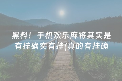 黑料！手机欢乐麻将其实是有挂确实有挂(真的有挂确实有挂)