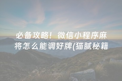 必备攻略！微信小程序麻将怎么能调好牌(猫腻秘籍真的有挂)