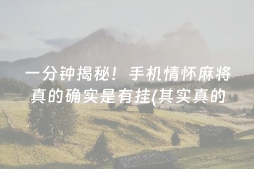 一分钟揭秘！手机情怀麻将真的确实是有挂(其实真的有挂)