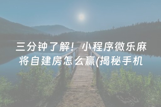 三分钟了解！小程序微乐麻将自建房怎么赢(揭秘手机上助赢软件)