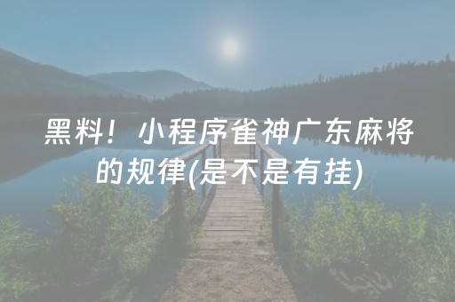 黑料！小程序雀神广东麻将的规律(是不是有挂)