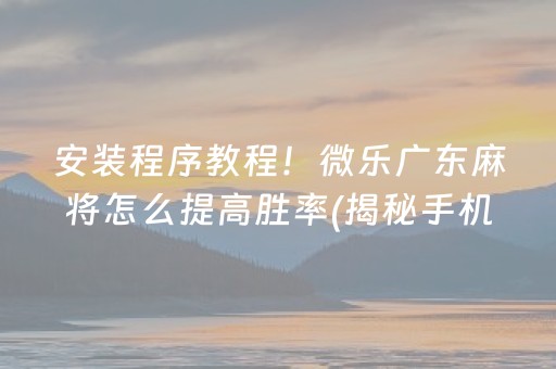 安装程序教程！微乐广东麻将怎么提高胜率(揭秘手机上提高胜率)