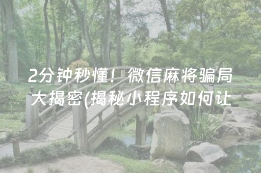 2分钟秒懂！微信麻将骗局大揭密(揭秘小程序如何让牌变好)