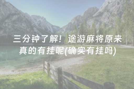 三分钟了解！途游麻将原来真的有挂呢(确实有挂吗)