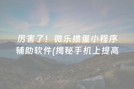 厉害了！微乐掼蛋小程序辅助软件(揭秘手机上提高赢的概率)