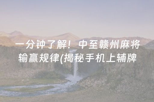 一分钟了解！中至赣州麻将输赢规律(揭秘手机上辅牌器)