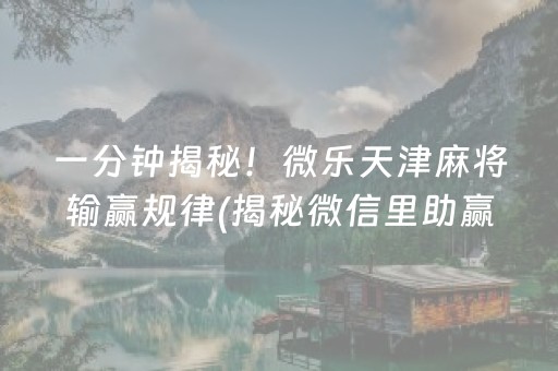 一分钟揭秘！微乐天津麻将输赢规律(揭秘微信里助赢神器)