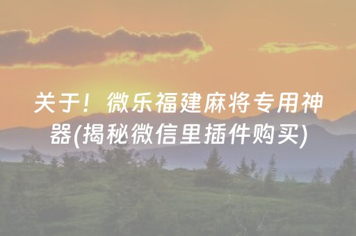 关于！微乐福建麻将专用神器(揭秘微信里插件购买)
