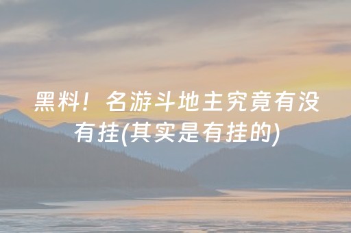黑料！名游斗地主究竟有没有挂(其实是有挂的)