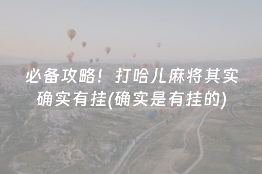 必备攻略！打哈儿麻将其实确实有挂(确实是有挂的)