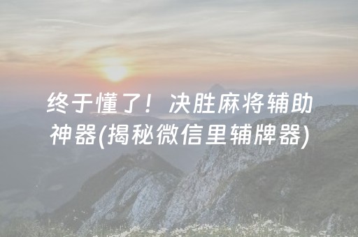 终于懂了！决胜麻将辅助神器(揭秘微信里辅牌器)