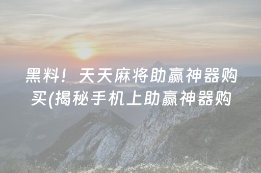 黑料！天天麻将助赢神器购买(揭秘手机上助赢神器购买)