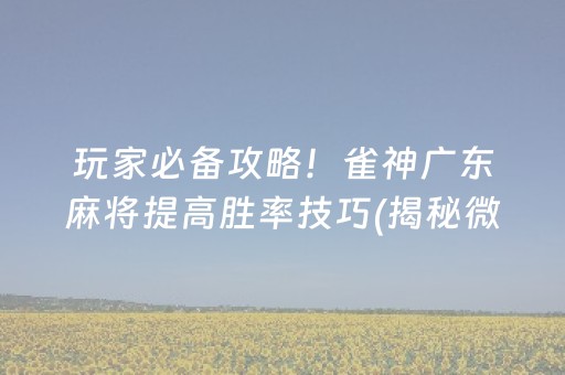 玩家必备攻略！雀神广东麻将提高胜率技巧(揭秘微信里系统发好牌)