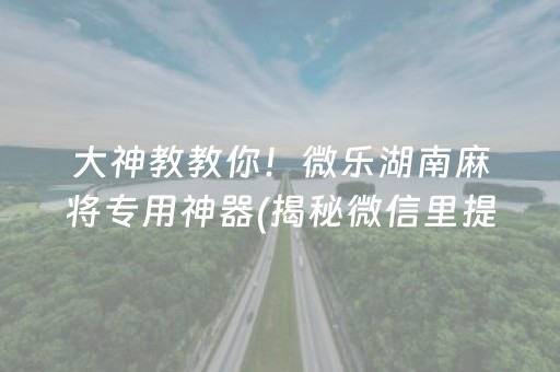大神教教你！微乐湖南麻将专用神器(揭秘微信里提高胜率)