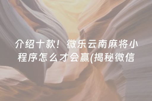 介绍十款！微乐云南麻将小程序怎么才会赢(揭秘微信里辅牌器)