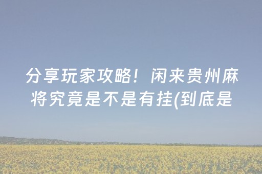 分享玩家攻略！闲来贵州麻将究竟是不是有挂(到底是不是有挂)