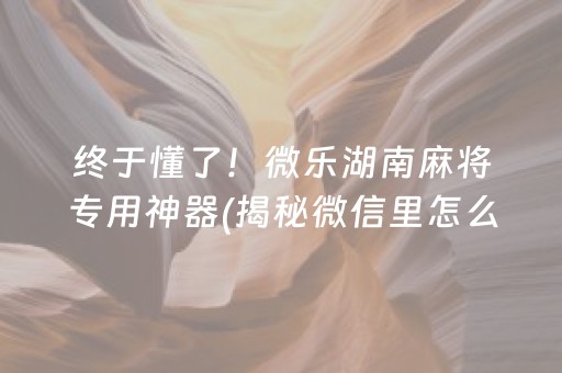 终于懂了！微乐湖南麻将专用神器(揭秘微信里怎么容易赢)