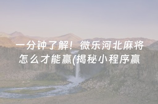 一分钟了解！微乐河北麻将怎么才能赢(揭秘小程序赢的诀窍)