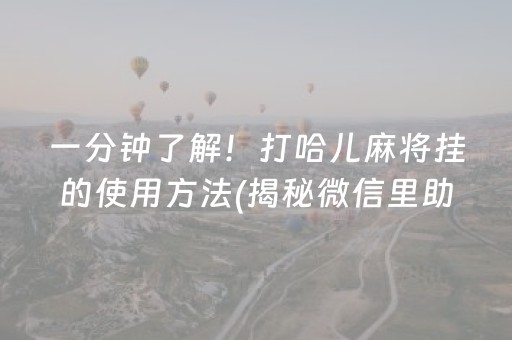 一分钟了解！打哈儿麻将挂的使用方法(揭秘微信里助赢神器购买)