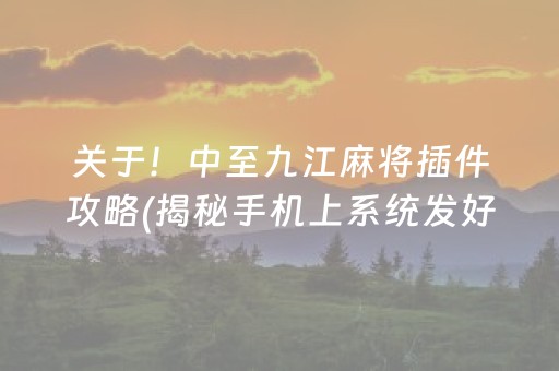 关于！中至九江麻将插件攻略(揭秘手机上系统发好牌)