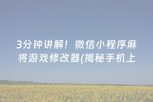3分钟讲解！微信小程序麻将游戏修改器(揭秘手机上赢牌的技巧)