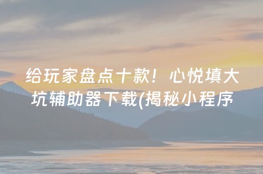 给玩家盘点十款！心悦填大坑辅助器下载(揭秘小程序确实有猫腻)
