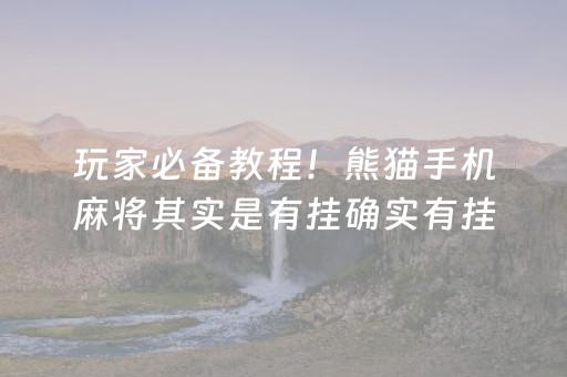 玩家必备教程！熊猫手机麻将其实是有挂确实有挂(确实真的有挂)