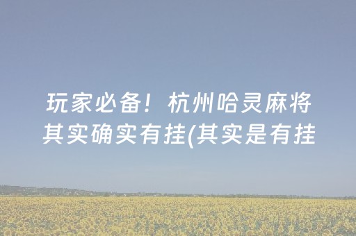 玩家必备！杭州哈灵麻将其实确实有挂(其实是有挂确实有挂)