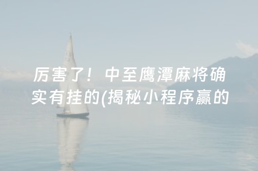 厉害了！中至鹰潭麻将确实有挂的(揭秘小程序赢的诀窍)