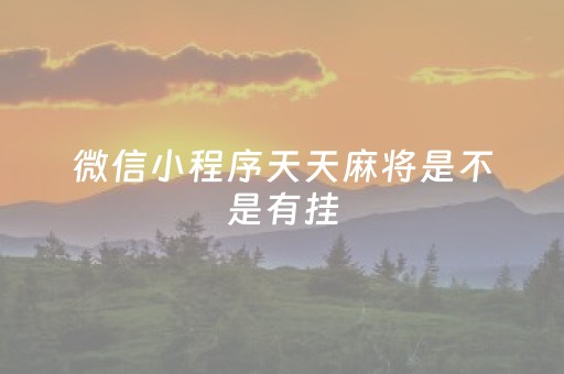微信小程序天天麻将是不是有挂（微信上天天麻将单机版）
