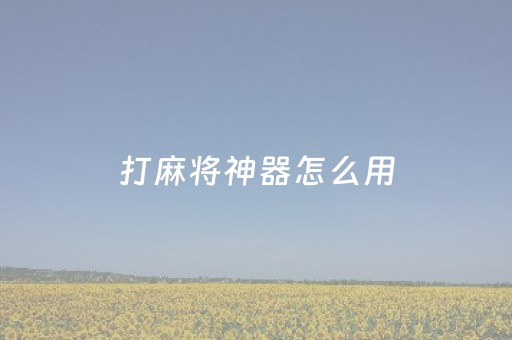 打麻将神器怎么用（打麻将必赢的神器）