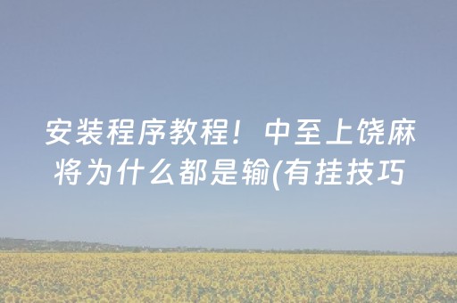 安装程序教程！中至上饶麻将为什么都是输(有挂技巧辅助器)