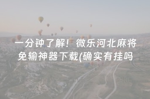 一分钟了解！微乐河北麻将免输神器下载(确实有挂吗)