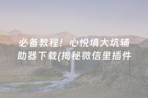 必备教程！心悦填大坑辅助器下载(揭秘微信里插件下载)