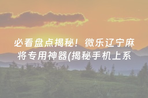 必看盘点揭秘！微乐辽宁麻将专用神器(揭秘手机上系统发好牌)