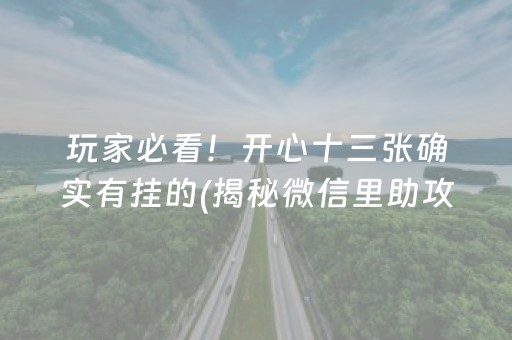 玩家必看！开心十三张确实有挂的(揭秘微信里助攻神器)