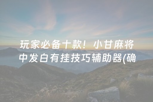 玩家必备十款！小甘麻将中发白有挂技巧辅助器(确实真有挂)