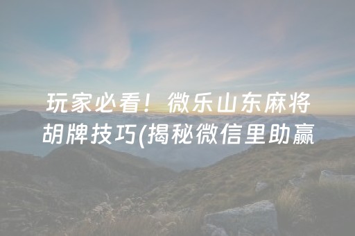 玩家必看！微乐山东麻将胡牌技巧(揭秘微信里助赢神器)